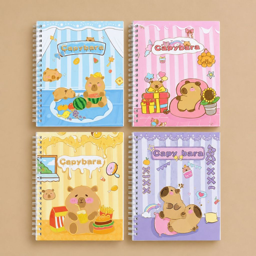 Caderneta Espiral Cute de Capivara Modelo A5 Capa Plástica Colorida