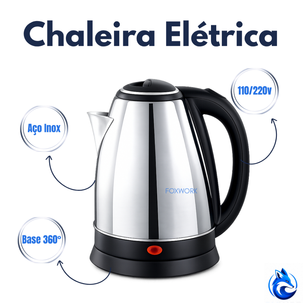 Chaleira Elétrica 1,8l Jarra Térmica de Aço Inox com Desligamento Automático