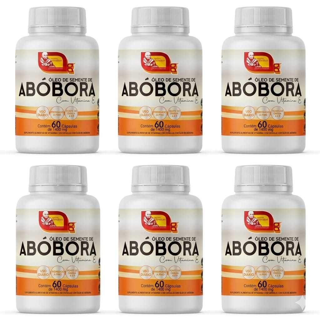 6 Óleo Semente De Abóbora com Vitamina E 60 Cápsulas 1,400 mg Mosteiro Dévakan Queda Capilar Acne
