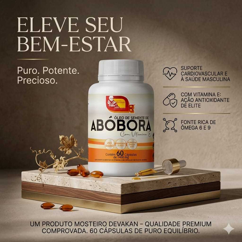 Óleo Semente De Abóbora com vitamina E 60 Cápsulas 1,400mg Mosteiro Dévakan Queda Capilar Acne