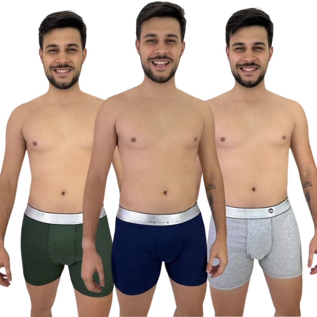 Kit 3 Cueca Boxer Masculina Adulto Underwear Confortável Elástico Resistente Anatômico