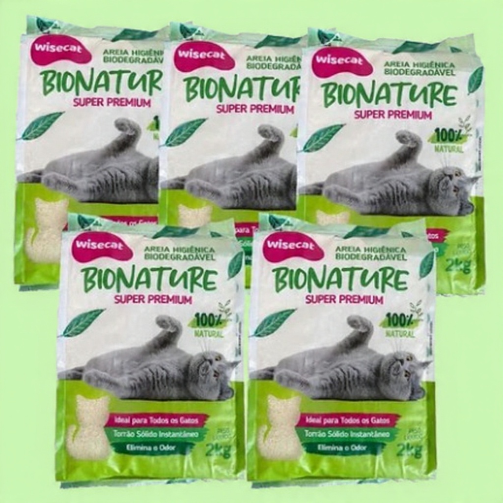 10kg Areia De Mandioca higiênica Para Gatos Wisecat Granulado para Gatos Bionature 2kg kit 5Un