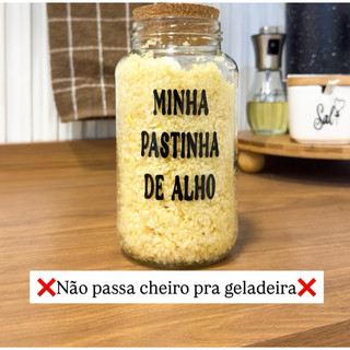 Porta Alho De Vidro Hermético Minha Pastinha De Alho - pote hermético