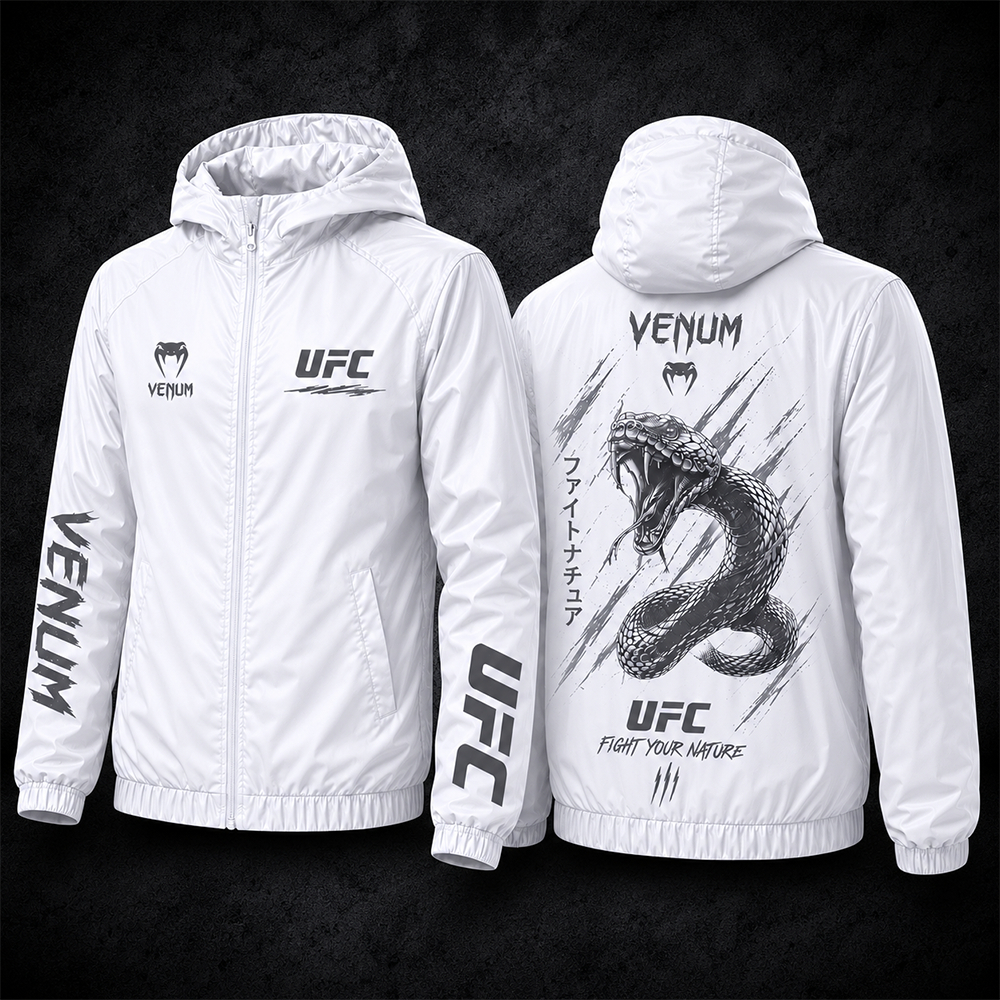 Jaqueta Corta Vento Leve Tactel UFC Ultimate Fighting Championship Venum Snake Luta Unissex Frio Snake Fitness Gym