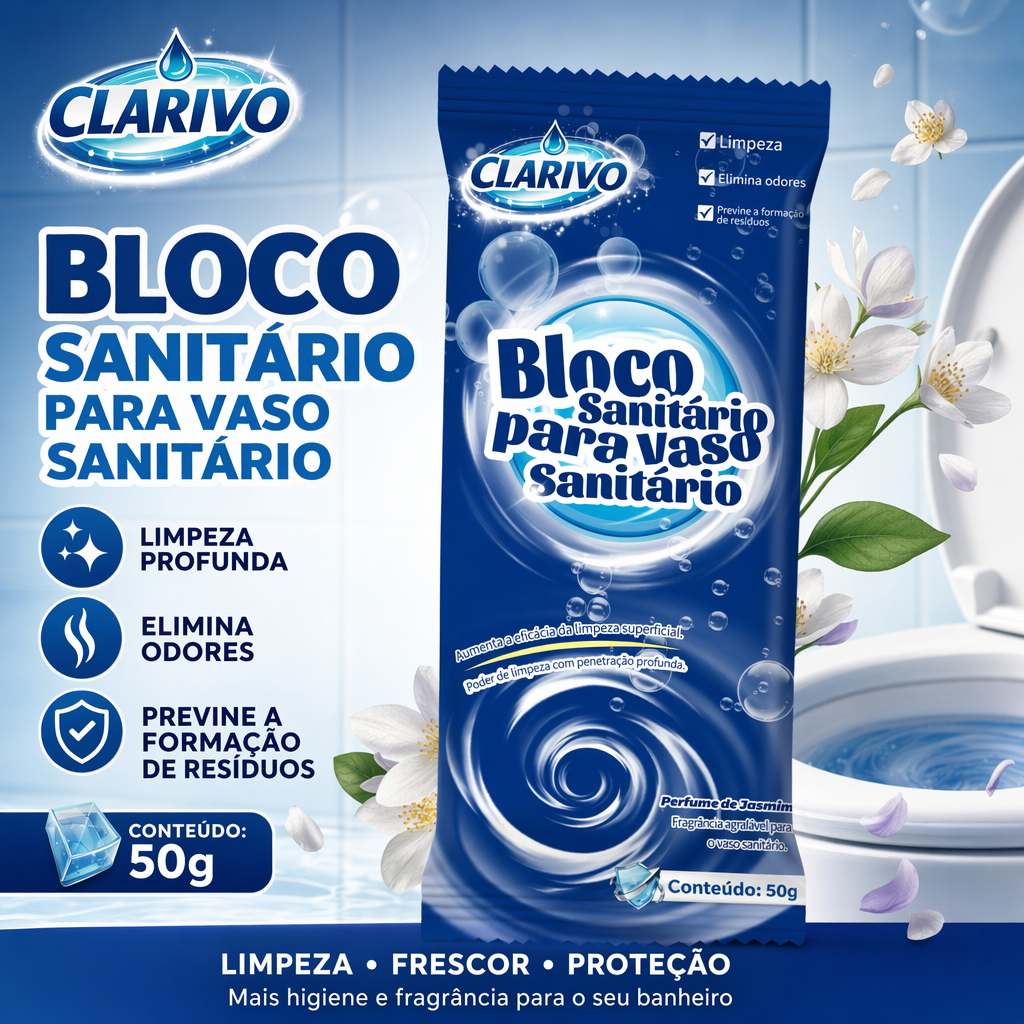 CLARIVO Bloco Sanitário para Vaso Limpeza Automática, Elimina Odores, Previne Resíduos e Perfume de Jasmim