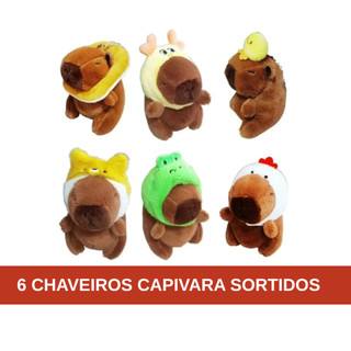 Kit 6 Capivaras de Pelúcia Fantasiadas Chaveiro Cute Decoração Presente
