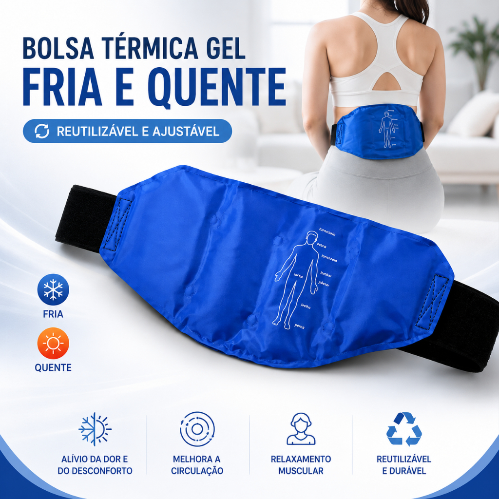 Bolsa Térmica Gel Compressa Fria Quente Reutilizável Com Cinta