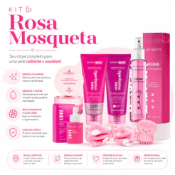 Kit rosa mosqueta skincare completo limpeza de pele pele renovada