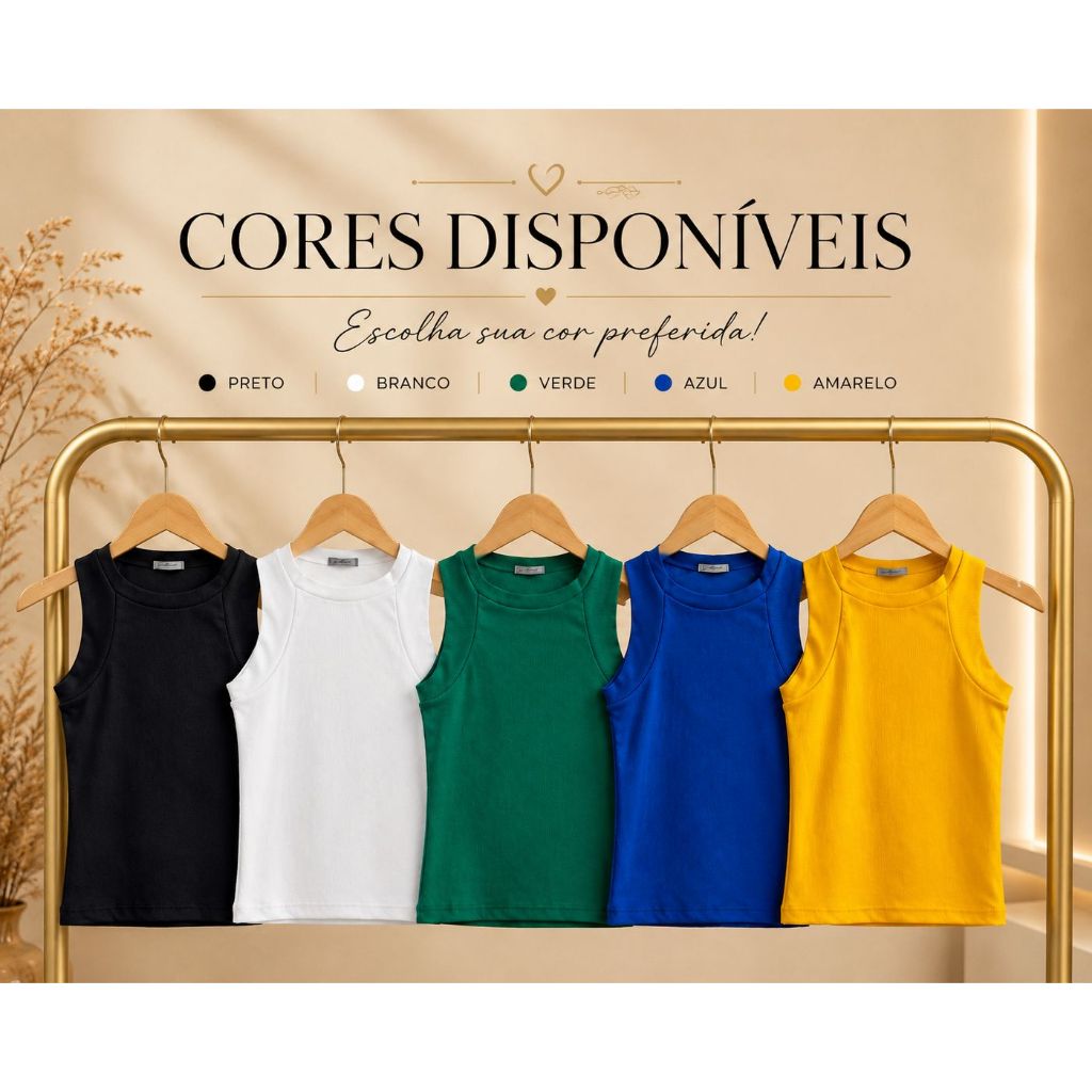 Regata Feminina Ribana Canelada Premium Gola Redonda Básica Casual Tamanho Único Veste 36 a 44 Blusa