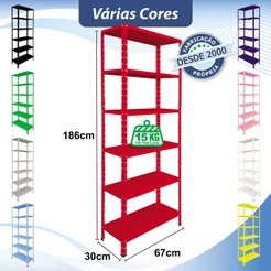 Estante 6 prateleiras reguláveis aço 30x67cm 90kg multiuso várias cores