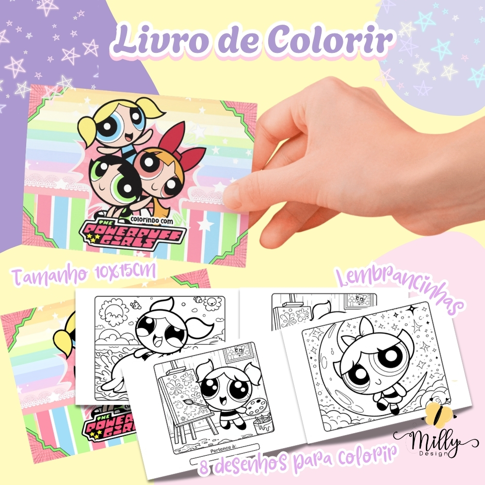 30 Livros de Colorir Meninas Super Poderosas personalizado lembrancinha de festa infantil , todos os temas 10x15