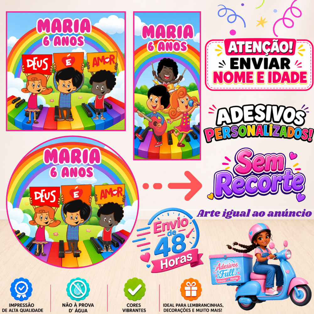 Três Palavrinhas Rosa - 100/60/40 Adesivos Personalizados Lembrancinhas Festa Aniversário