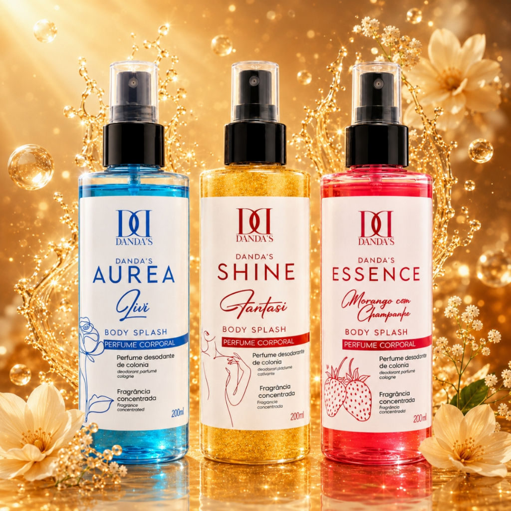 Kit 3 Body Splash Feminina Colônia Perfume Fragrância Alta Duração Super Fixação Floral 250ml Dandas
