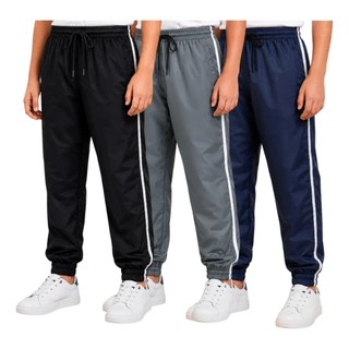 Kit 3 Calças Infantil Tactel Masculina Jogger Meia Estação 4 à 16 Anos