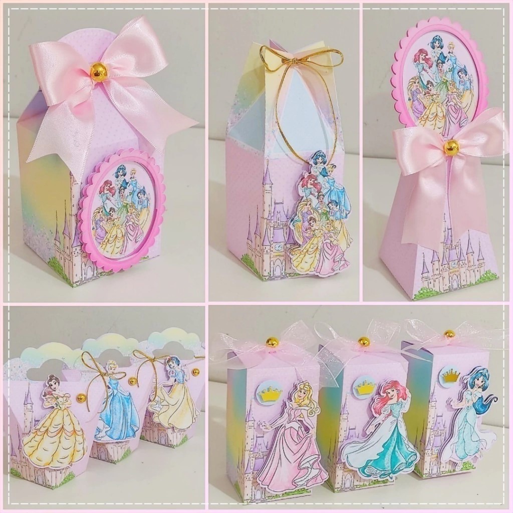 kit PRINCESAS DA DISNEY- kit festa com 5 modelos de caixas personalizadas (PEGUE E MONTE) **Lembrancinhas DESMONTADAS**