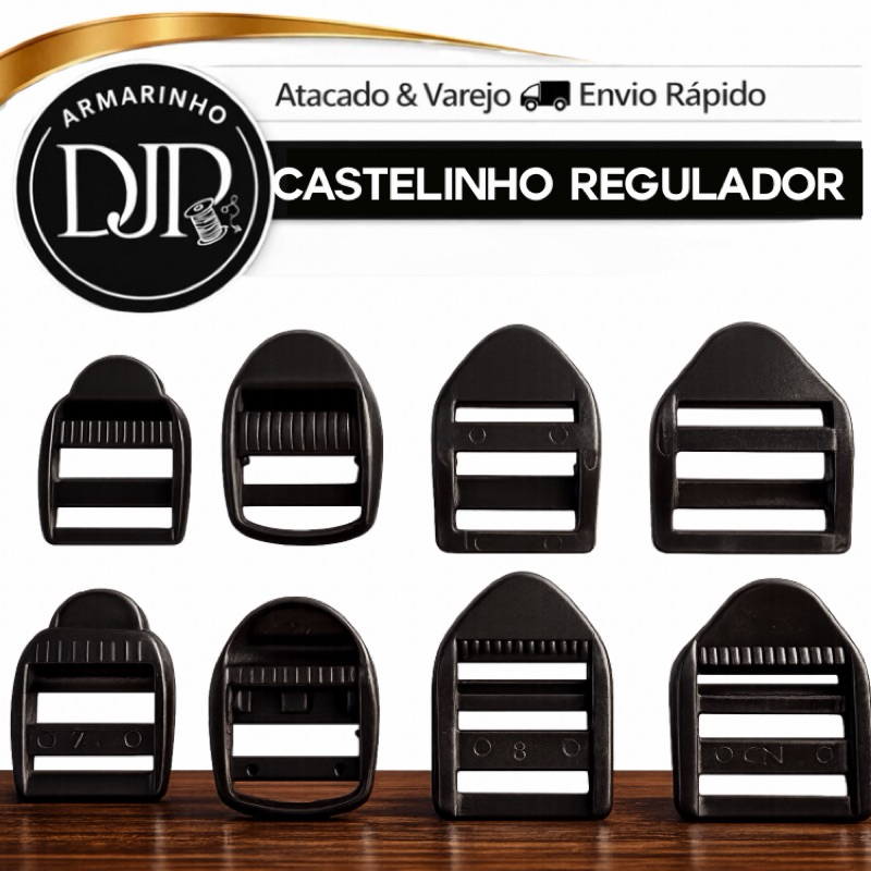 Castelinho Regulador Passador Plástico Preto 25mm 30mm Bolsa Mochila