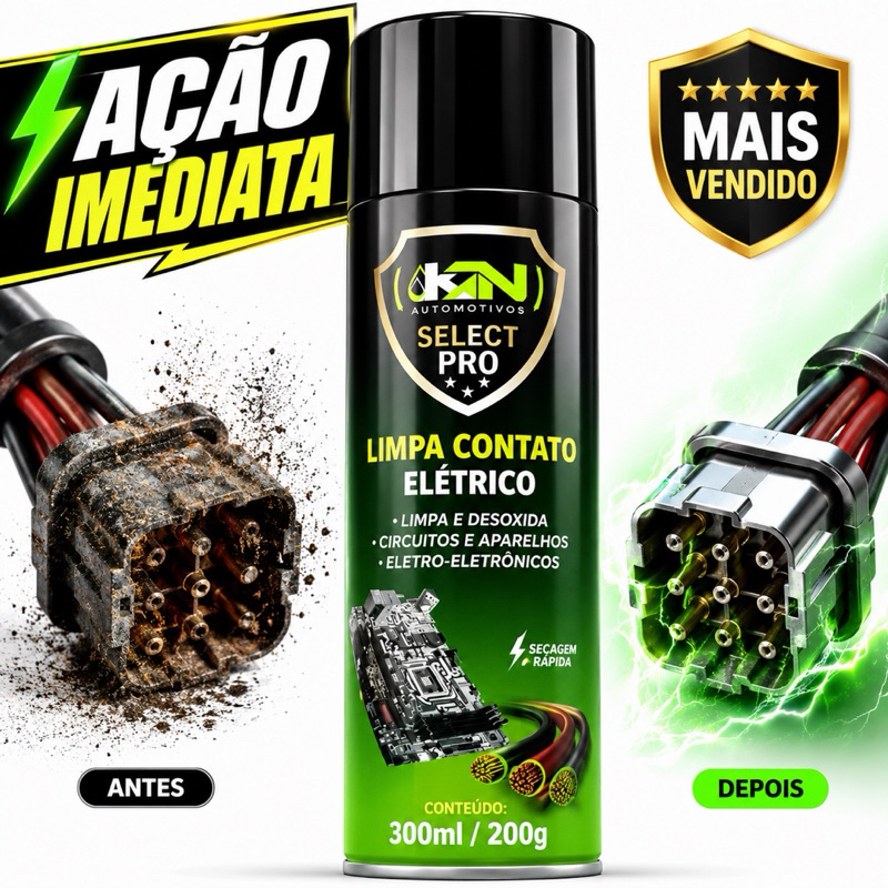 Limpa Contato Elétrico Spray 300ml KN Desoxidante Circuitos Eletrônicos Automotivo Secagem Rápida