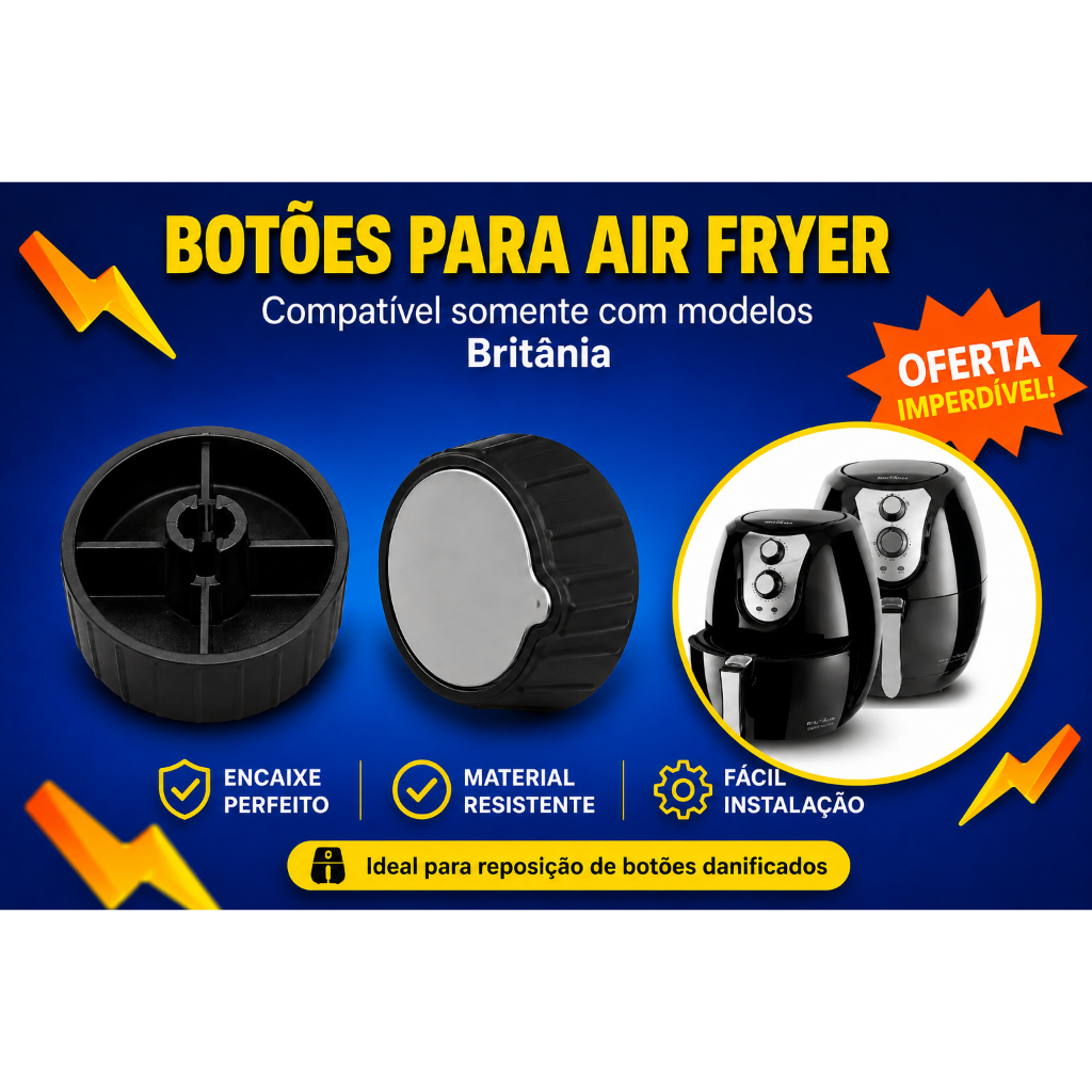 Botao air fryer Britania timer