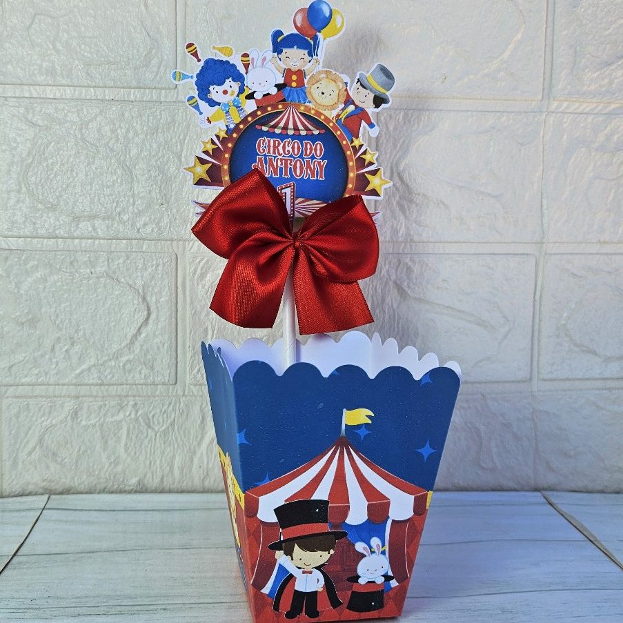 Kit Centro de Mesa Circo Personalizado | Enfeite de Mesa Cachepo | Lembrancinha Festa