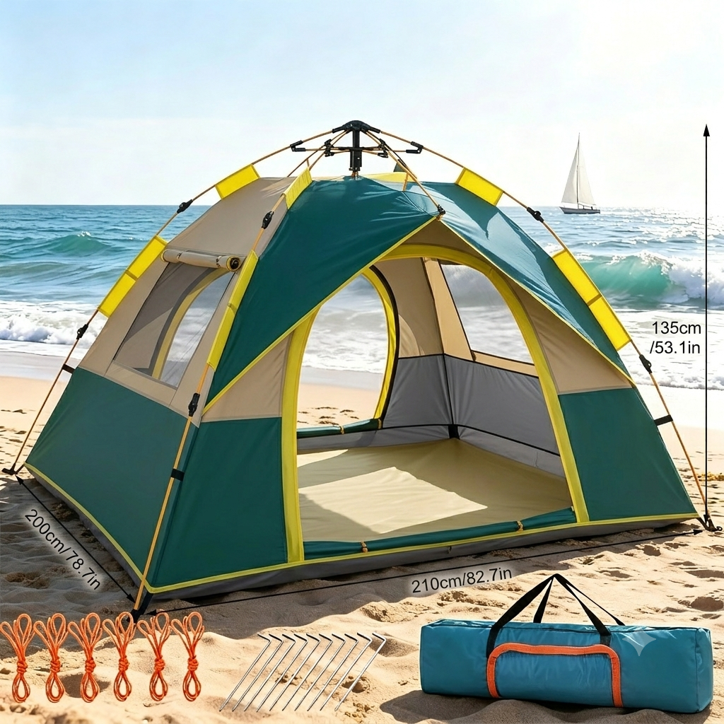 Barraca portátil de 200x210x135cm Barraca de acampamento dupla à prova d'água para 4 pessoas