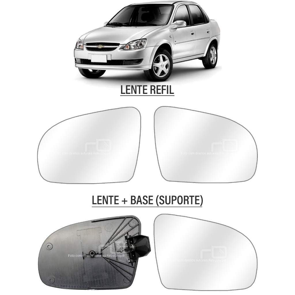 Lente Espelho Do Retrovisor Classic 2002 2003 04 05 06 07 08 09 10 11 12 13 14 2015 2016 Vidro Padrão Original Sem Zoom