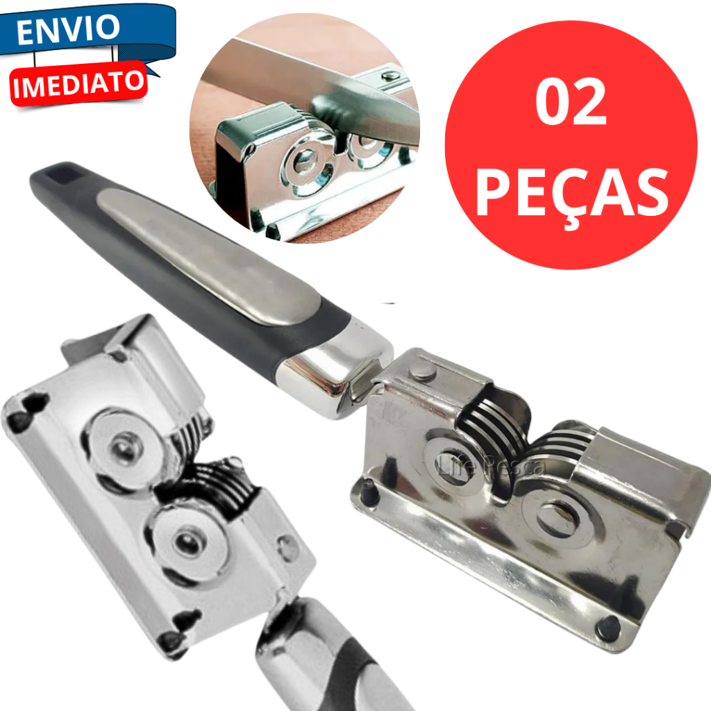 Kit 2 Afiador Amoladores de Faca Manual Aco Inox Profissional Facão Tesoura Portátil Multifuncional