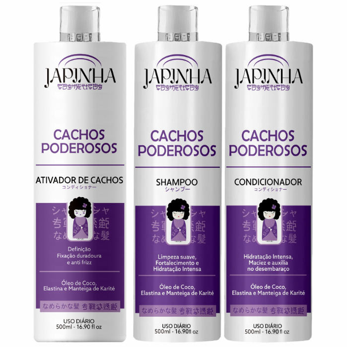Kit Ativador + Shampoo e Condicionador 👩🏽‍🦱 Cachos Poderosos | Japinha