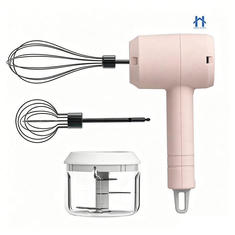 Mixer Misturador de Mão Elétrico para Ovos e Bebidas Sem Fio com 3 Velocidades e Triturador