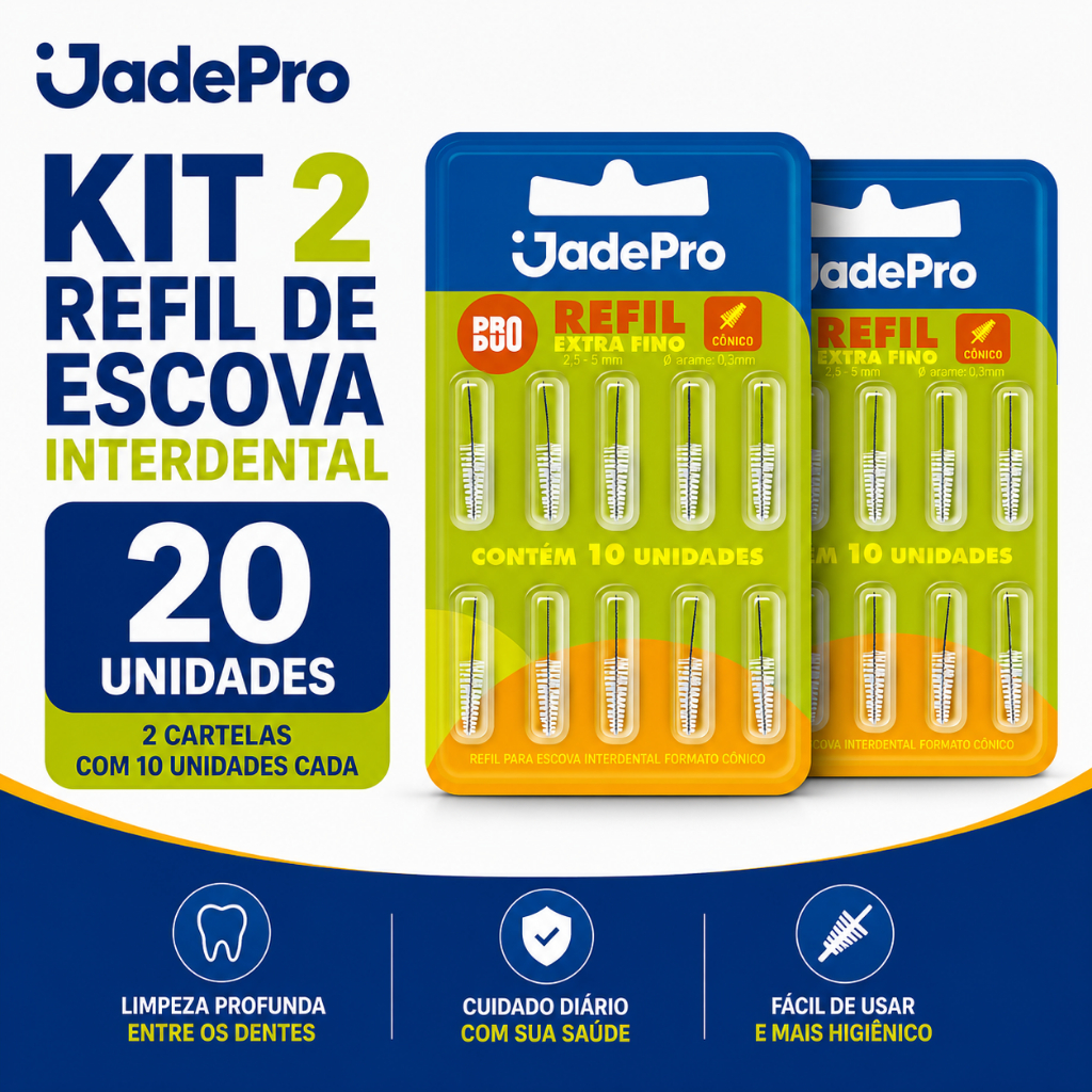 KIT 2 REFIL PARA ESCOVA INTERDENTAL JADEPRO (20 Unidades)