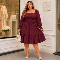 Vestido soltinho manga longa plus size casual casamento noivado gestante vestido maternidade confortável