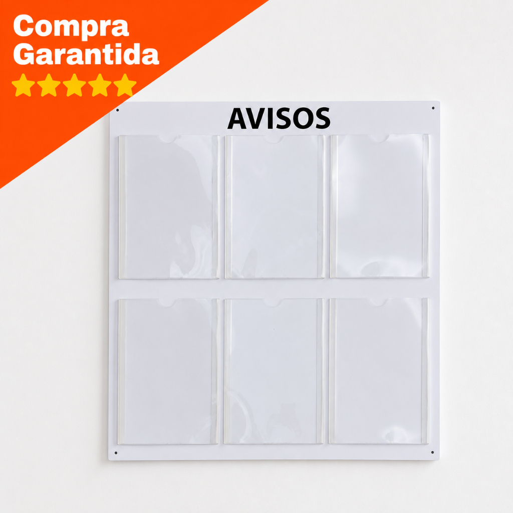 Quadro de Avisos com 6 Bolsas A4