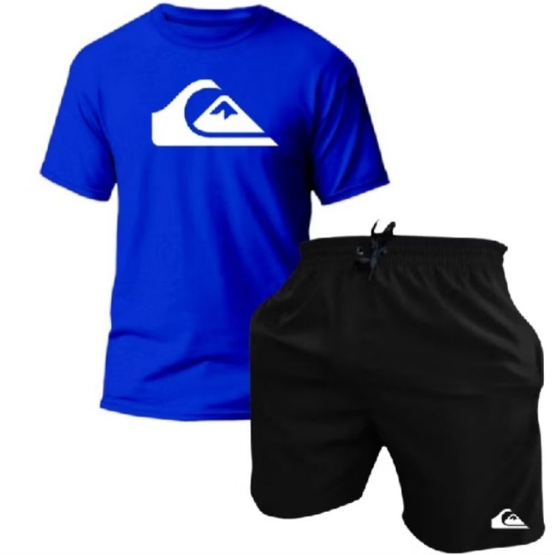 Kit Conjunto Masculino Qik Silver VARIAS CORES 100% Algodão 30,1 Camiseta e Short Tectel Com Elastano