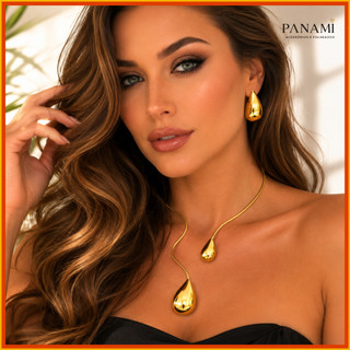 KIT choker gota dourada moderno