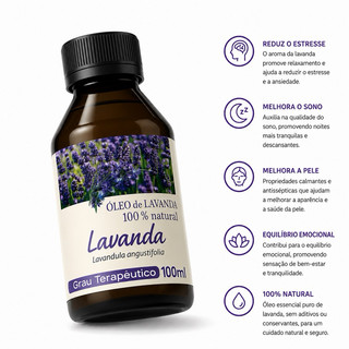 Óleo essencial de Lavanda de 100ml Extra Forte e Concentrado
