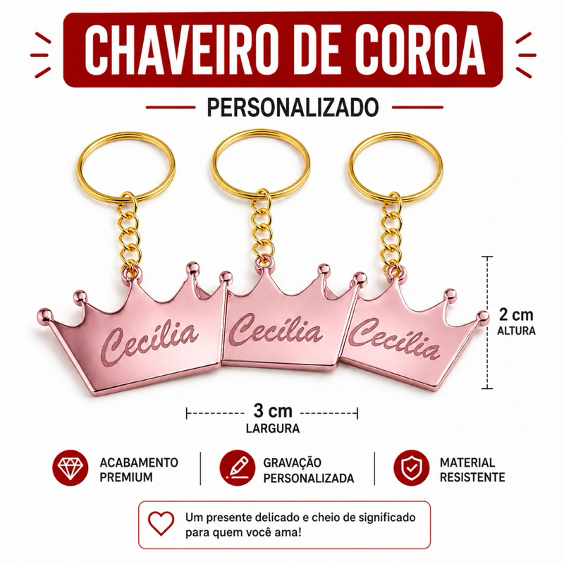 Chaveiro de Coroa Personalizado Chaveiro de Coroa de Princesa Em Acrílico Espelhado