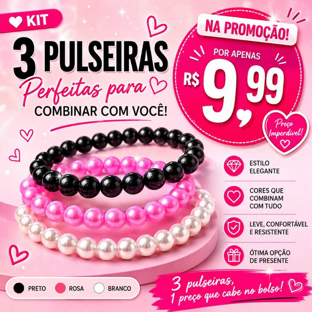 Pulseira bracelete Miçangas Bolinhas  Brilhosas 8mm Masculino e  Feminina