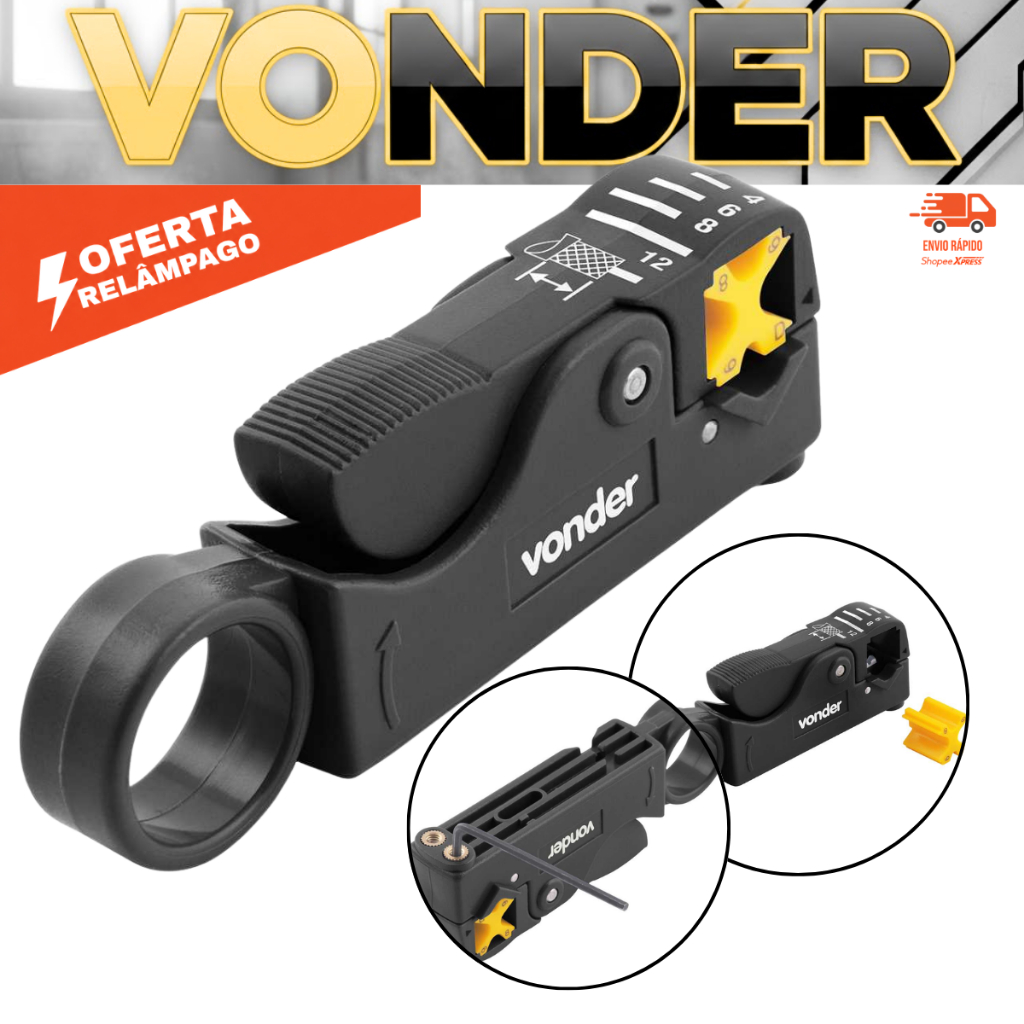 Alicate Desencapador Para Cabo Coaxial VONDER RG58 RG59 RG62 RG06 RG-174