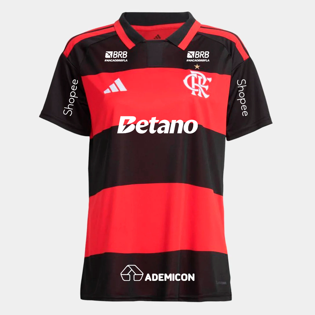 Manto Flamengo Feminina Jogo 1 Adidas 2026 - C/ Kit Patrocínio