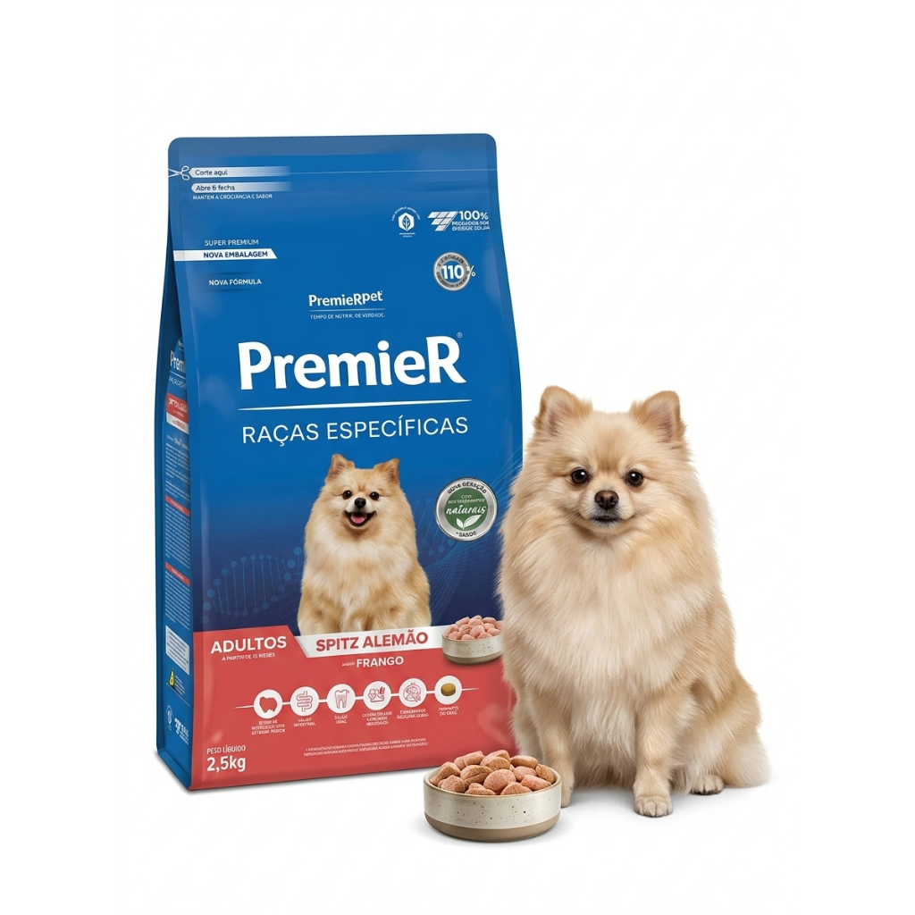 Ração Premier Spitz Alemão Adulto 2,5 Kg Frango Raças Especificas