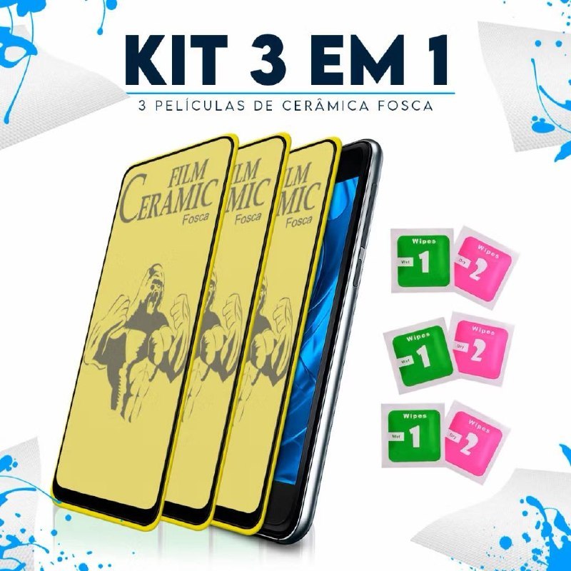 KIT 3 Película De Cerâmica Transparente 3D Toda Para Compatível