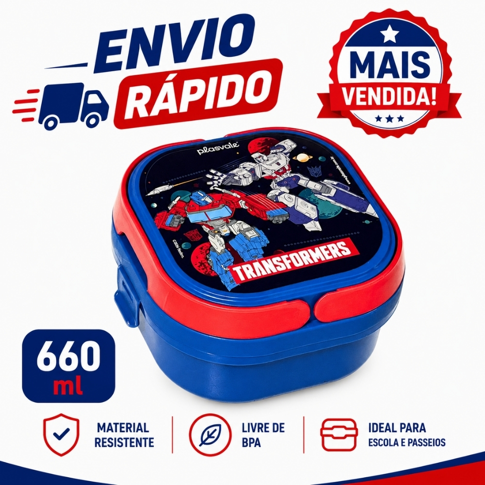 Marmitinha Kids Pote Com Alça Divisória Escolar Lanche Lancheira Marmita 2 Compartimentos Divisórias