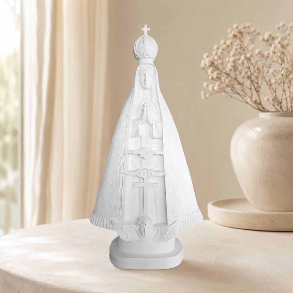 Kit 2 4 ou 6 Nossa Senhora Aparecida Manto Liso 30cm Gesso Cru Branco Imagem Sacra Artesanato Decoração