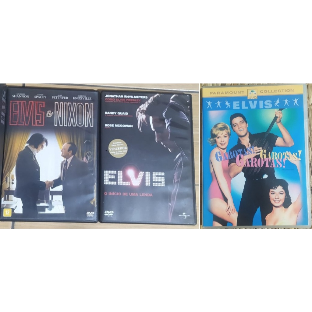 3 Dvd Elvis E Nixon + Cinebiografia Elvis Presley + Garotas Garotas Garotas