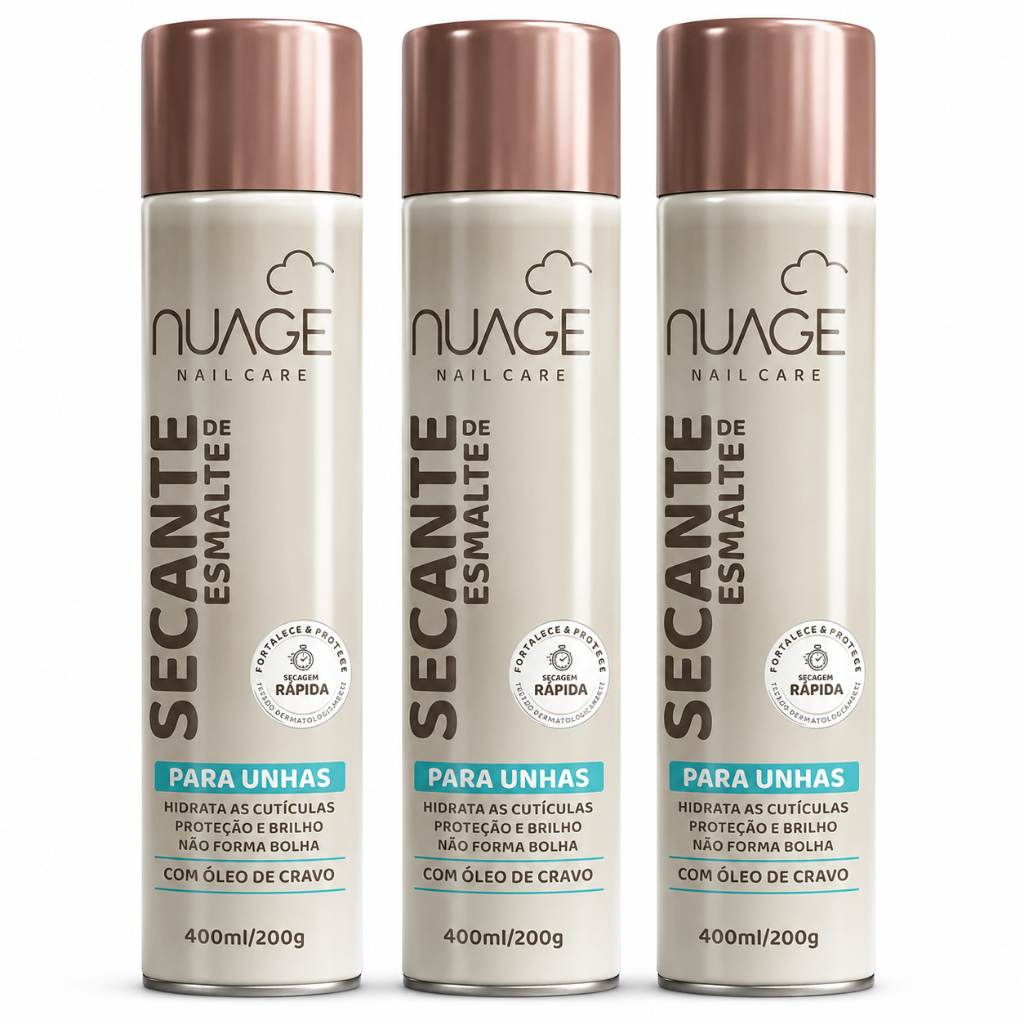 Kit 3 Sprays Secantes de Esmalte NUAGE 400ml Secagem Rápida
