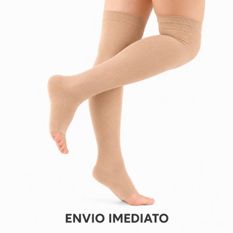 Meia de Compressão Pós cirurgia 7/8 Ponteira Aberta Varizes inchaço e Dores -Viagem