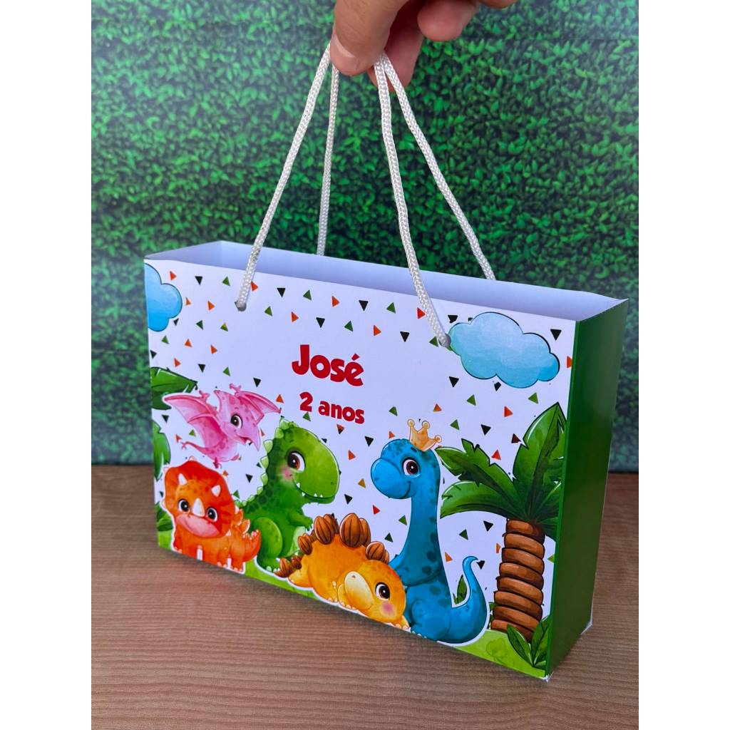 Sacolinha Surpresa G Dinossauro Baby Personalizada com nome Festa Infantil Chá Aniversário Lembrancinhas