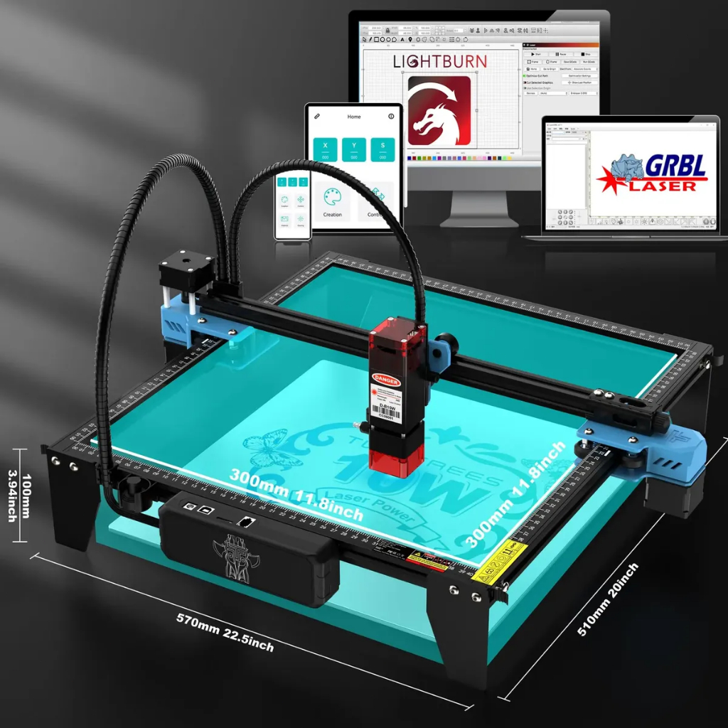 Conjunto De TWOTREES TTS-10 Pro 10W Máquina De Gravação A Laser + Eixo Rotativo 360° — imagem 2 de 2