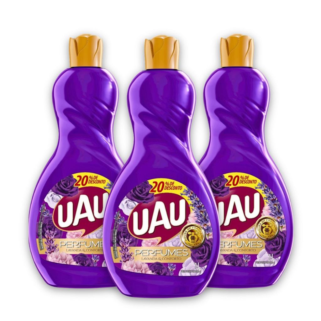 Kit 3un Limpador 1L UAU Lavanda E Conforto