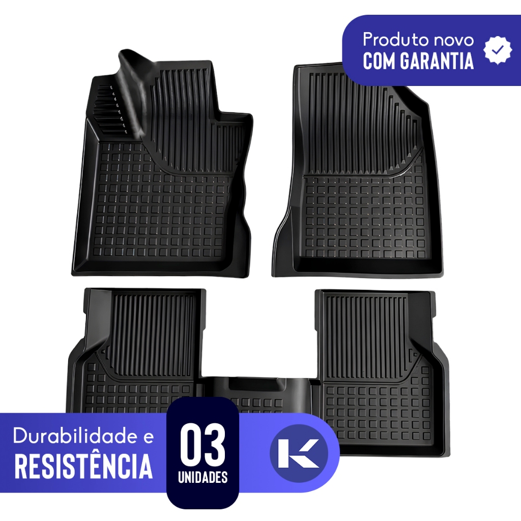 Tapete Bandeja Borracha Borda Alta 3D Compass 2016 A 2026 Preto — imagem 2 de 2