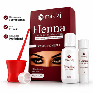 Henna Para Sobrancelhas Makiaj Original Kit Completo Alta Fixação Longa Duração Profissio…